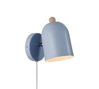Nordlux Gaston Plug in Wall Light Blue Adjustable Wood Detail E27 | Adjustable Head