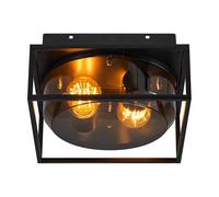 Nordlux Griffin Outdoor Ceiling Light Smoked Black Metal E27 IP44 Mains
