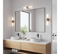 Nordlux Helva Double Basic LED bathroom wall light, wood
