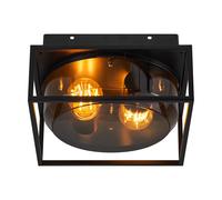 Nordlux Griffin Outdoor Aluminium Ceiling Light Tinted Glass Black,mains