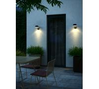 Nordlux LED outdoor wall light Justina, black, sensor, metal