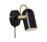 Nordlux Lotus Indoor Wall Light/Wall Scones Black Brass Metal, E14 40W Plug in & Mains Hardwire -Bedroom, Living Room, Kitchen, Office, Bedside or Study. IP20, Class 2 (Double Insulated)