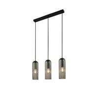 Nordlux Miella Glass Pendant Rail Light Fluted Black,mains