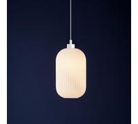Nordlux Milford Glass Pendant Light Ribbed White,mains