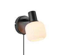 Nordlux Milford Glass Wall Light Black,plug In Or Mains