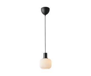 Nordlux Milford Indoor Pendant Light Black Glass E27 Ribbed - Mains Powered, Ip20