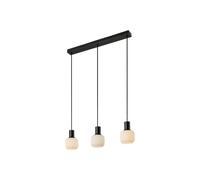 Nordlux Milford Mini pendant light, 3-bulb, black, ribbed glass