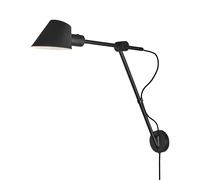 Nordlux Stay Indoor Wall Light Black Aluminium E27 On-Fixture Switch - Bedroom, Bedside, Living Room Plug in or Mains Powered, IP20