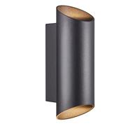 Nordlux Nico Round 22 Outdoor Wall Light/Exterior Light Black Silver, GU10 2x35W Waterproof & Weather Resistant-Porch, Patio, Garden, Garage, or Entrance. IP54, Class 1 (Insulated)