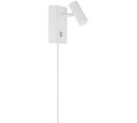 Nordlux Omari Metal Wall Light Hardwire Or Plug-In White,plug In Or Mains Led