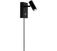 Nordlux Omari Indoor Wall Light Black Metal Intergrated LED On-Fixture Switch - Bedroom, Bedside, Living Room Plug in or Mains Powered, IP20