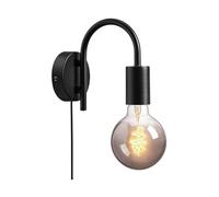 Nordlux Paco Indoor Wall Light Black Metal E27 Retro - Bedroom, Bedside, Living Room Plug in or Mains Powered, IP20