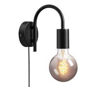 Nordlux Paco Wall Light Black Metal Bedroom E27 Switch Plug in/Mains
