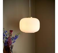 Nordlux Pendant light Milford, opal white/brass, Ø 30 cm