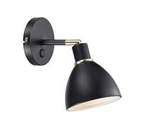 Nordlux Ray Indoor Wall Light Black Metal E14 White Inner - Bedroom, Bedside, Living Room Plug in or Mains Powered, IP20