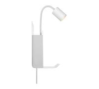 Nordlux Roomi Indoor Wall Light/Wall Scones White Metal, GU10 8W Plug in & Mains Hardwire -Bedroom, Living Room, Kitchen, Office, Bedside or Study. IP20, Class 2 (Double Insulated)