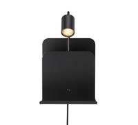 Nordlux Roomi wall light with shelf and USB, black