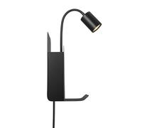 Nordlux Roomi wall light with shelf and USB, black