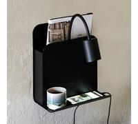 Nordlux Roomi wall light with shelf and USB, black