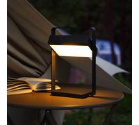 Nordlux Saulio LED solar table lamp, black, IP44, aluminium, USB, rechargeable battery