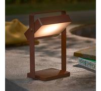 Nordlux Saulio LED solar table lamp, brown, IP44, aluminium, USB, rechargeable battery