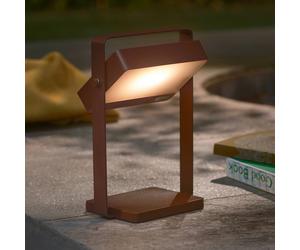 Nordlux Saulio LED solar table lamp, brown, IP44, aluminium, USB, rechargeable battery