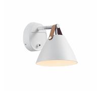Nordlux Strap Indoor Wall Light White Metal GU10 Brown & Black Strap - Bedroom, Bedside, Living Room Plug in or Mains Powered, IP20