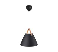 Nordlux Strap Indoor Pendant Light Black Metal E27 Brown & Black Strap - Mains Powered, IP20 Nordlux Black