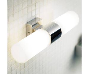 Nordlux Target wall light, chrome-coloured, 2-bulb, IP44