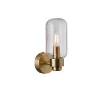 Nordlux Tutan wall light, metal, glass, IP44, brass colour