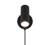 Nordlux Vico Indoor Wall Light Black Metal Sensor Gu10 Ribbed - Plug In Or Mains Powered , Ip20