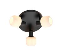 Nordlux Milford Mini ceiling light, 3-bulb, black, ribbed glass
