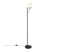 Nordlux Wilson floor lamp, metal, black, glass globe shade