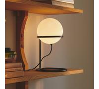 Nordlux Wilson table lamp, metal, black, glass globe shade