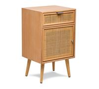 Nordlys 1-Door And 1-Drawer Natural Rattan Nightstand Exotic Boho Bedroom