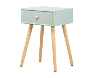Nordlys 1-Door Mint Green Beech Wood Nightstand Sea Side Style Bedroom