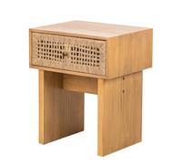 Nordlys 1-Drawer Bedside Table In Solid Wood And Rope Exotic Boho Bedroom