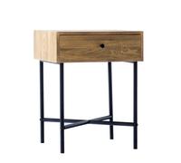 Nordlys 1-Drawer Metal And Solid Wood Nightstand Classic Style Bedroom
