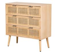Nordlys 3-Drawer Solid Wood And Natural Rattan Dresser Exotic Boho Bedroom