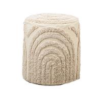 Nordlys Beige Patterned Fabric Pouf Vintage Style Living Room