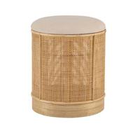 Nordlys Beige Velvet And Rattan Pouf Exotic Boho Living Room