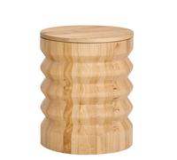 Nordlys Brown Solid Wood Pouf With Storage Modern Design Style Living Room