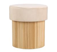 Nordlys Brown Wooden Base Living Room Pouf in Beige Nordlys Beige