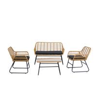 Nordlys Garden Set In Rattan And Metal Black Exotic Boho Outdoor