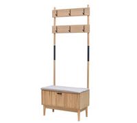 Nordlys Gray Solid Wood Hall Tree With Storage Industrial Style Entryway