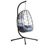 Nordlys Hanging Egg Chair In Black Rattan And Metal Exotic Boho Living Room