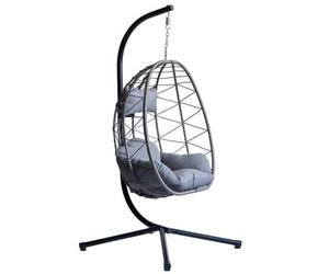 Nordlys Hanging Egg Chair In Black Rattan And Metal Exotic Boho Living Room