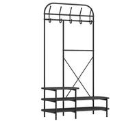 Nordlys Industrial Hall Tree With Black Wood Shelves Industrial Style Entryway