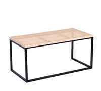 Nordlys Industrial Rattan Top And Black Metal Coffee Table Exotic Boho Living Room