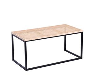 Nordlys Industrial Rattan Top And Black Metal Coffee Table Exotic Boho Living Room